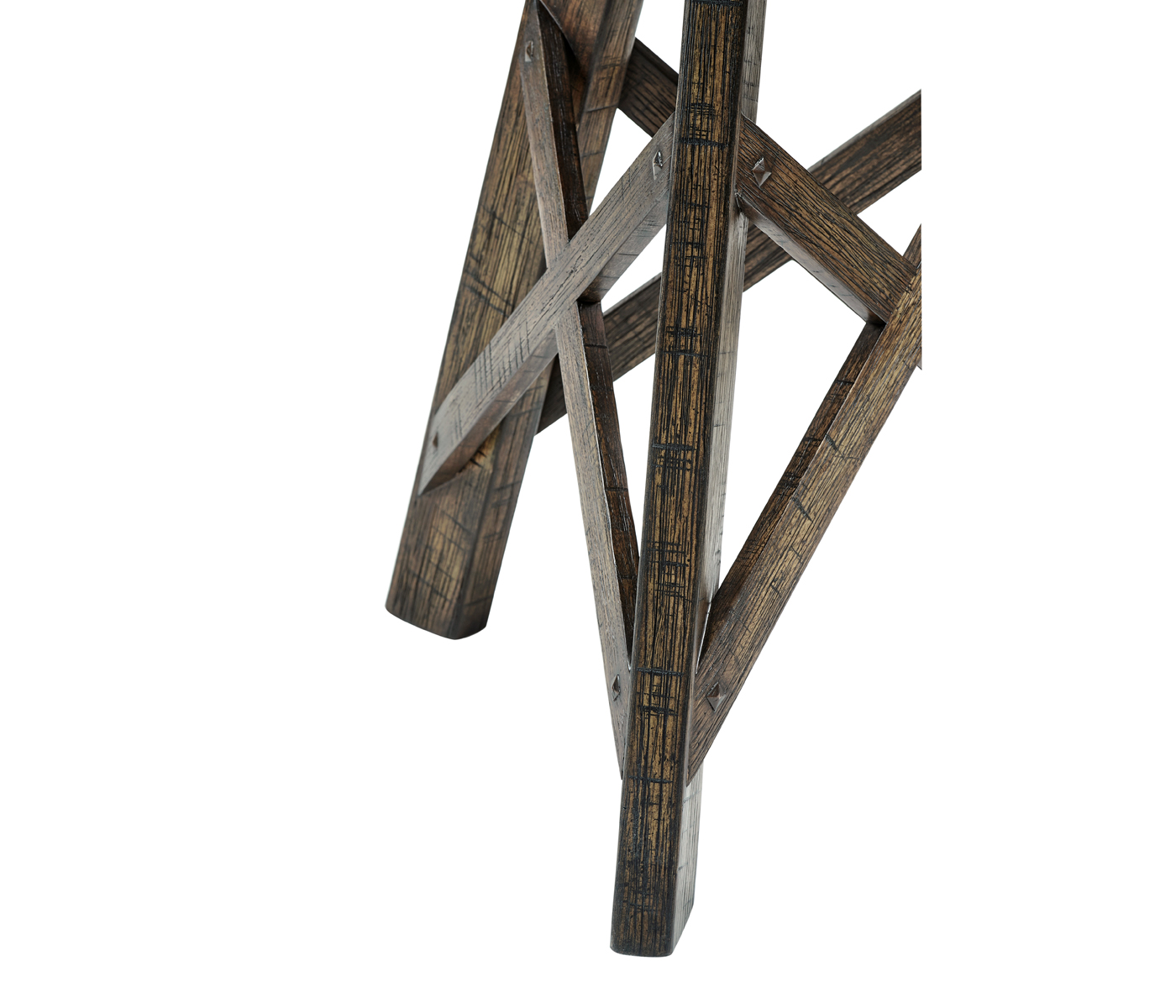 Rustic Circular Planked Light & Dark Driftwood Lamp Table