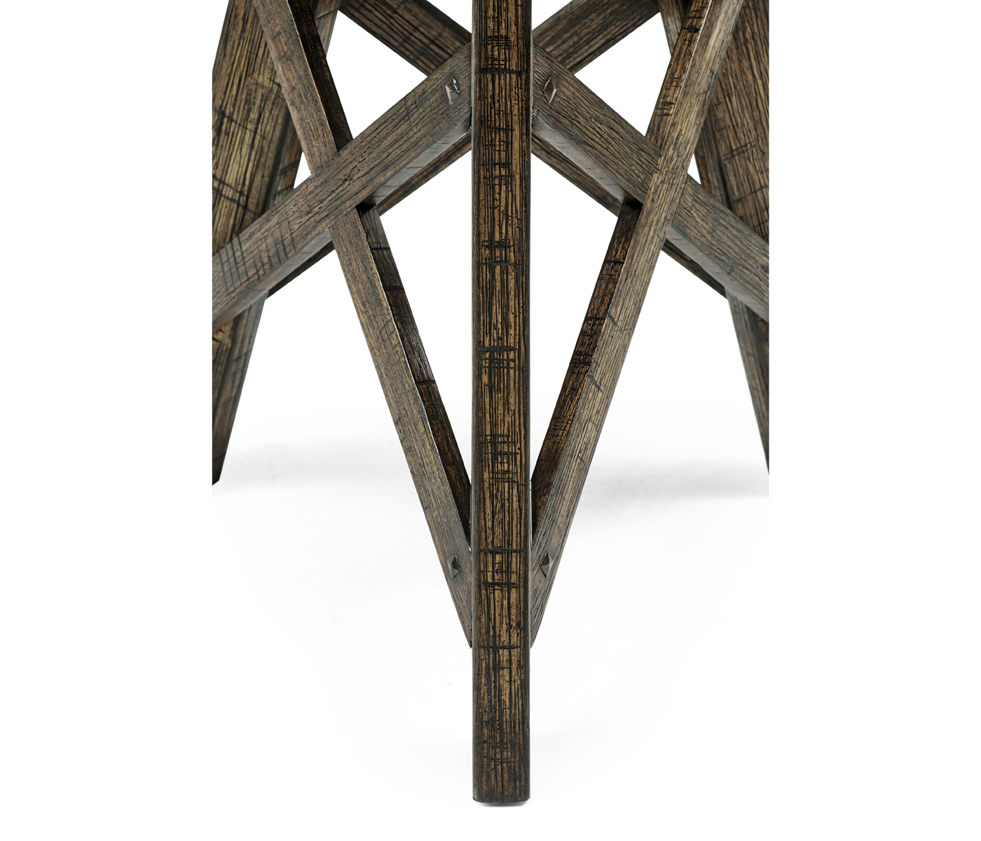 Rustic Circular Planked Light & Dark Driftwood Lamp Table