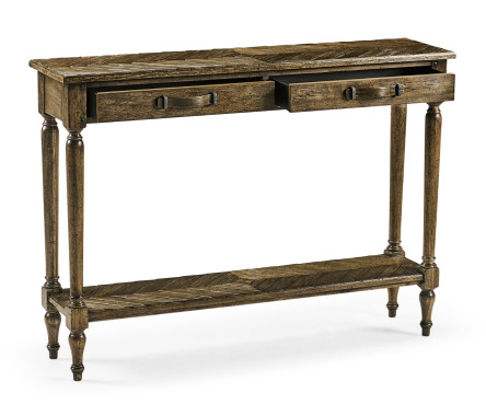 Dark Driftwood Parquet Console Table