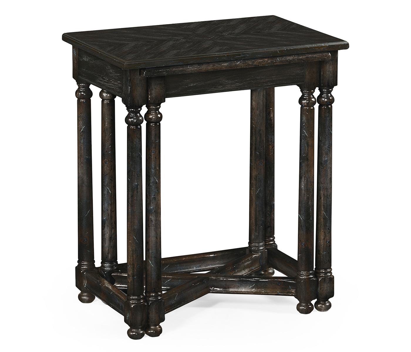 Dark Ale Parquet Nesting Tables with Contrast Inlay