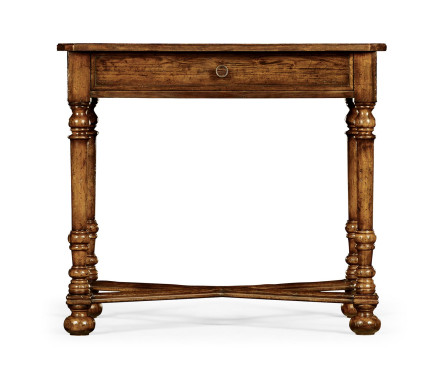 Country Walnut Parquet Rectangular Side Table with Contrast Inlay