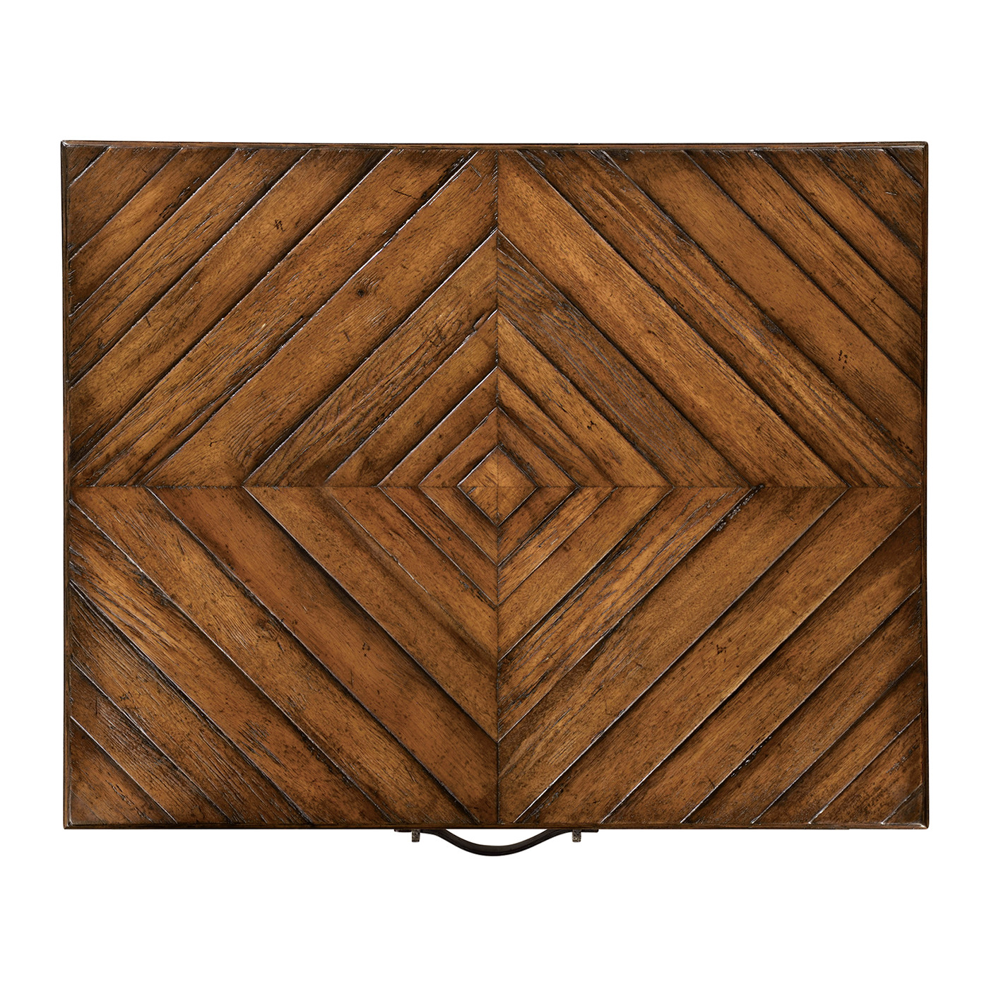 Country Walnut Rectangular Side Table with Contrast Inlay