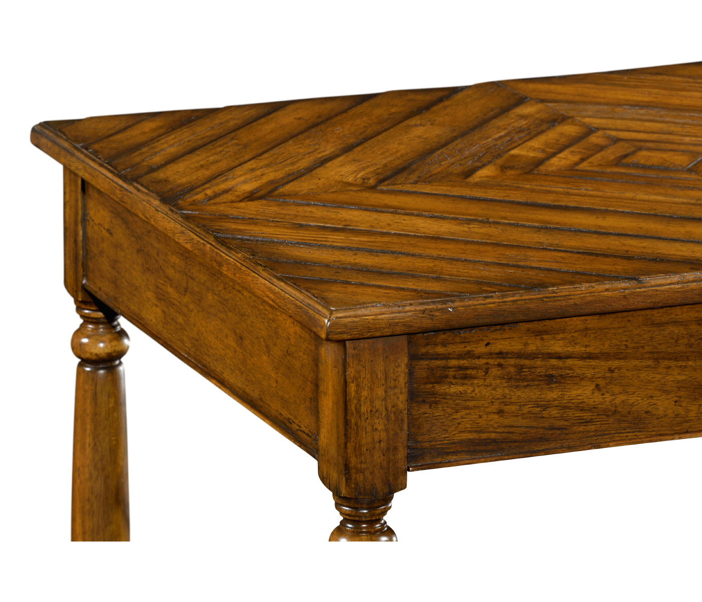 Country Walnut Rectangular Side Table with Contrast Inlay