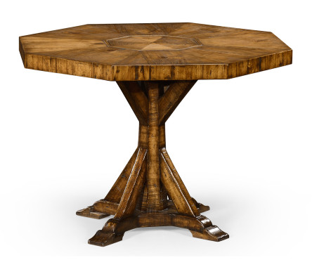 Country living style walnut octagonal centre or dining table