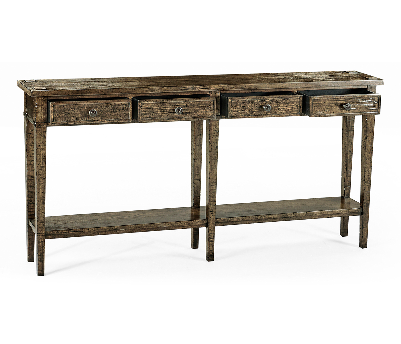 Dark Driftwood Four Drawer Console