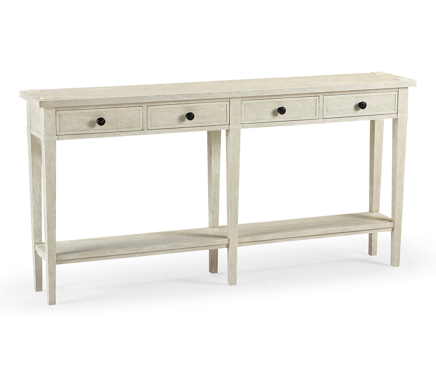 Whitewash Driftwood Four Drawer Console