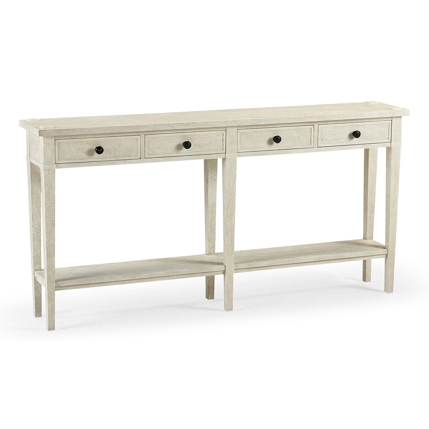 Whitewash Driftwood Four Drawer Console
