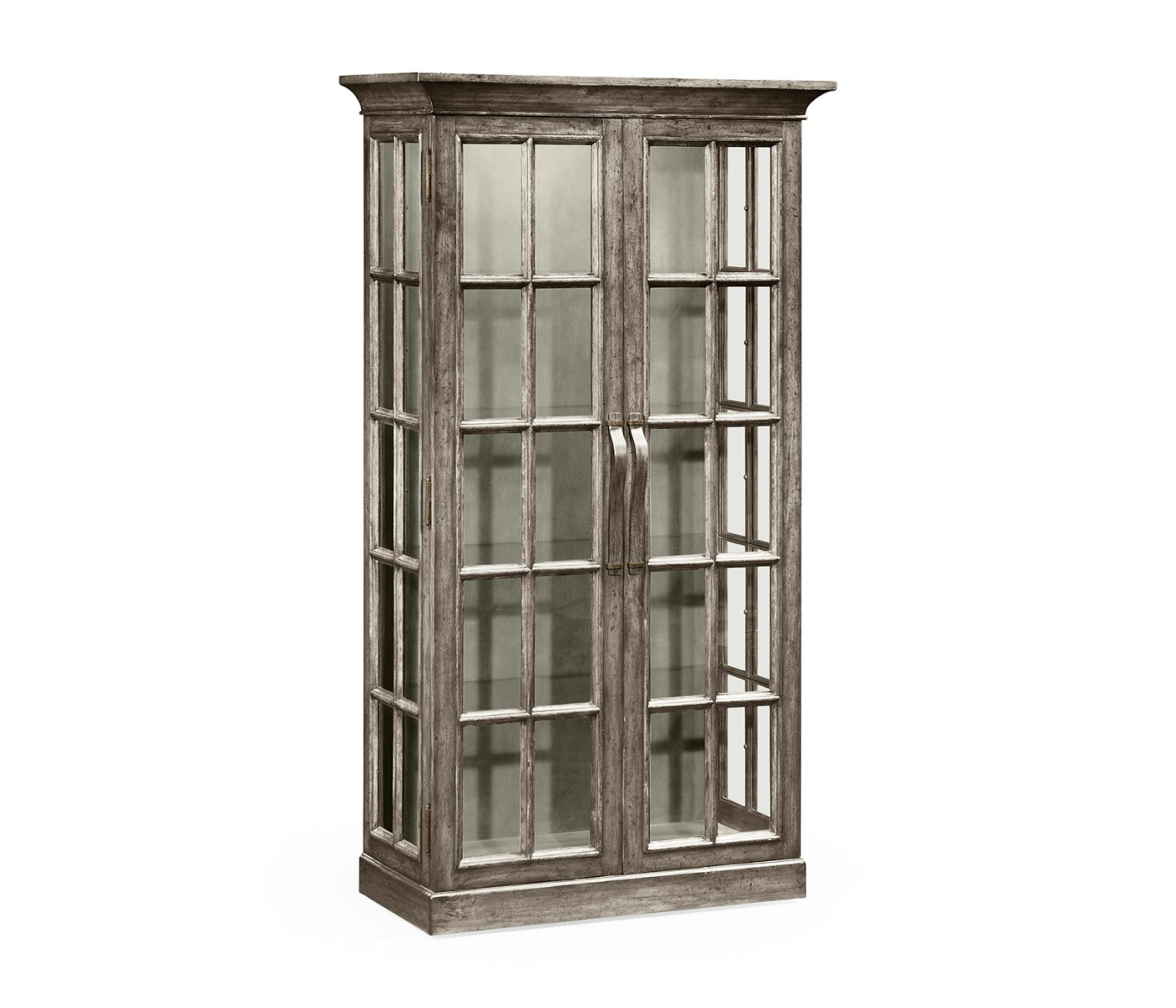 Plank Antique Dark Grey Fully Glazed Bookcase with Strap Handles