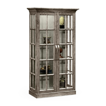 Plank Antique Dark Grey Fully Glazed Bookcase with Strap Handles