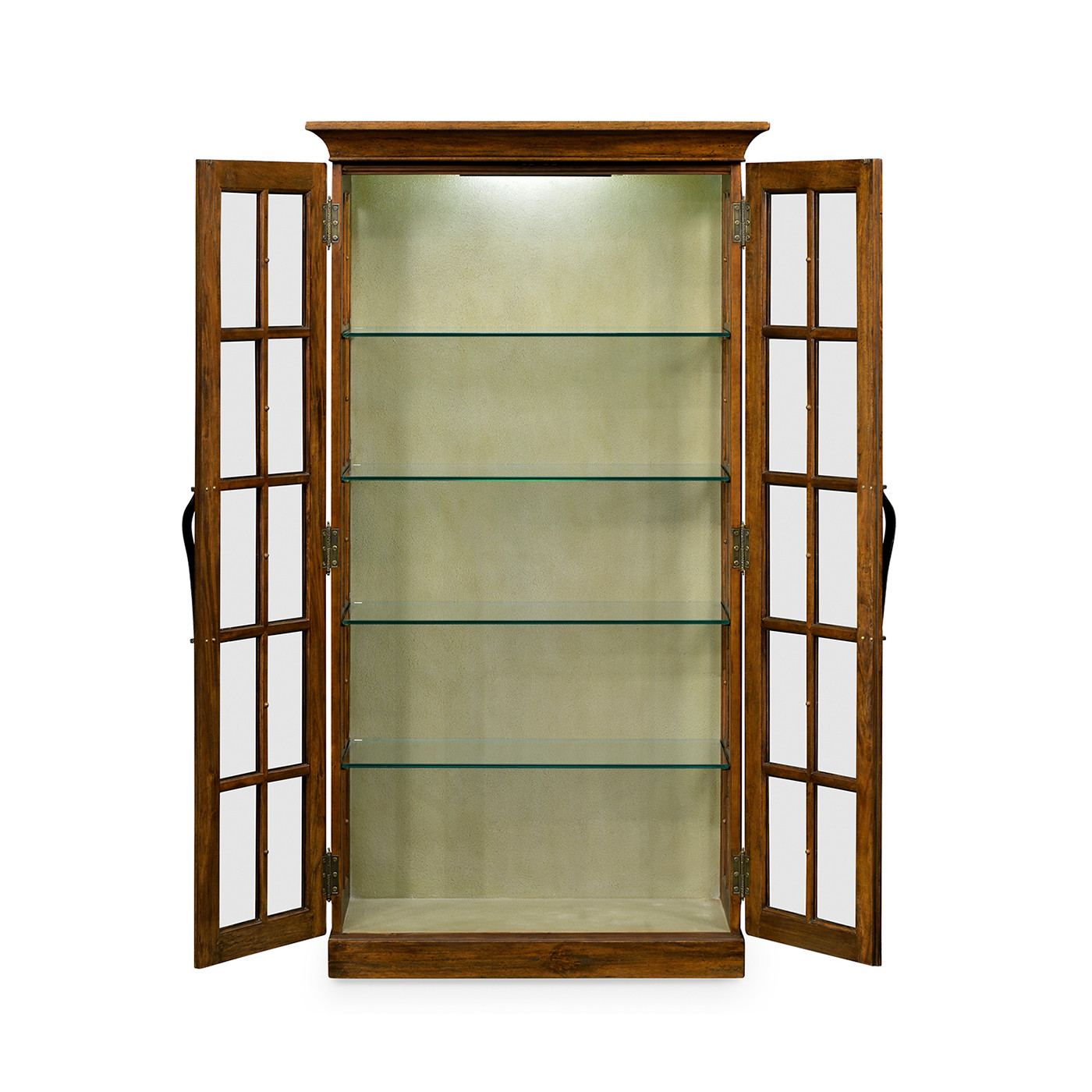 Plank Country Walnut Fully Glazed Bookcase with Strap Handles