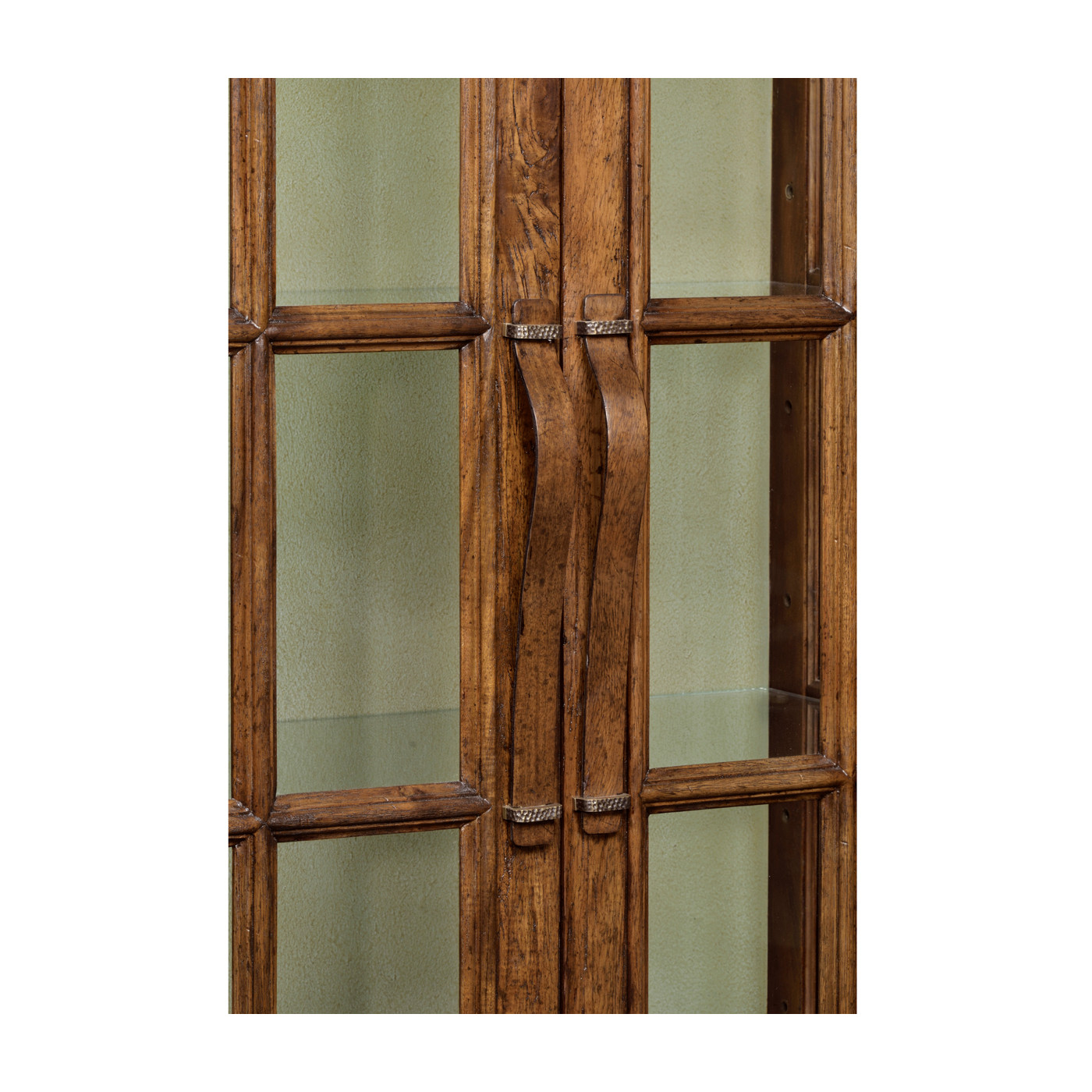 Plank Country Walnut Fully Glazed Bookcase with Strap Handles