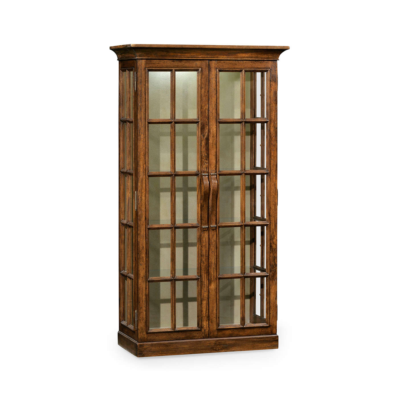 Plank Country Walnut Fully Glazed Bookcase with Strap Handles
