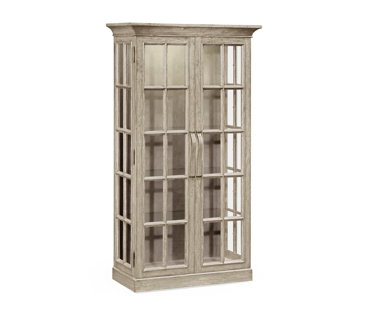 Plank Rustic Grey Fully Glazed Bookcase with Strap Handles