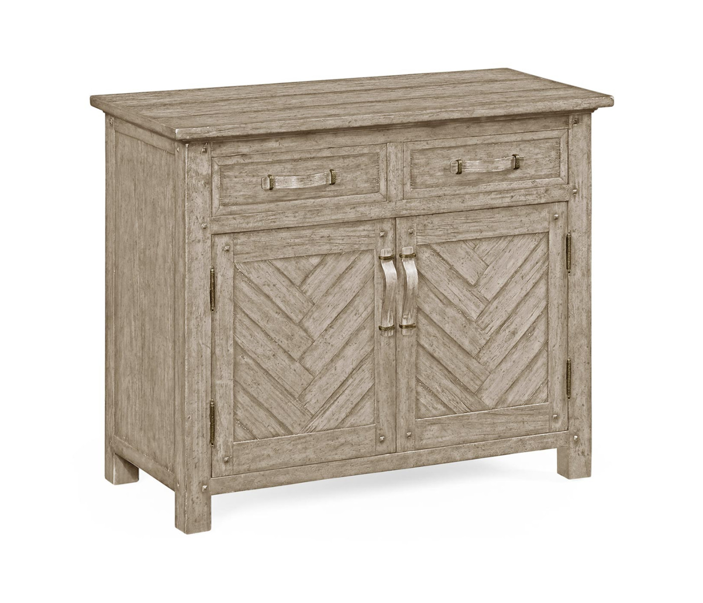 Cabinet or dresser base with strap handles in rustic grey