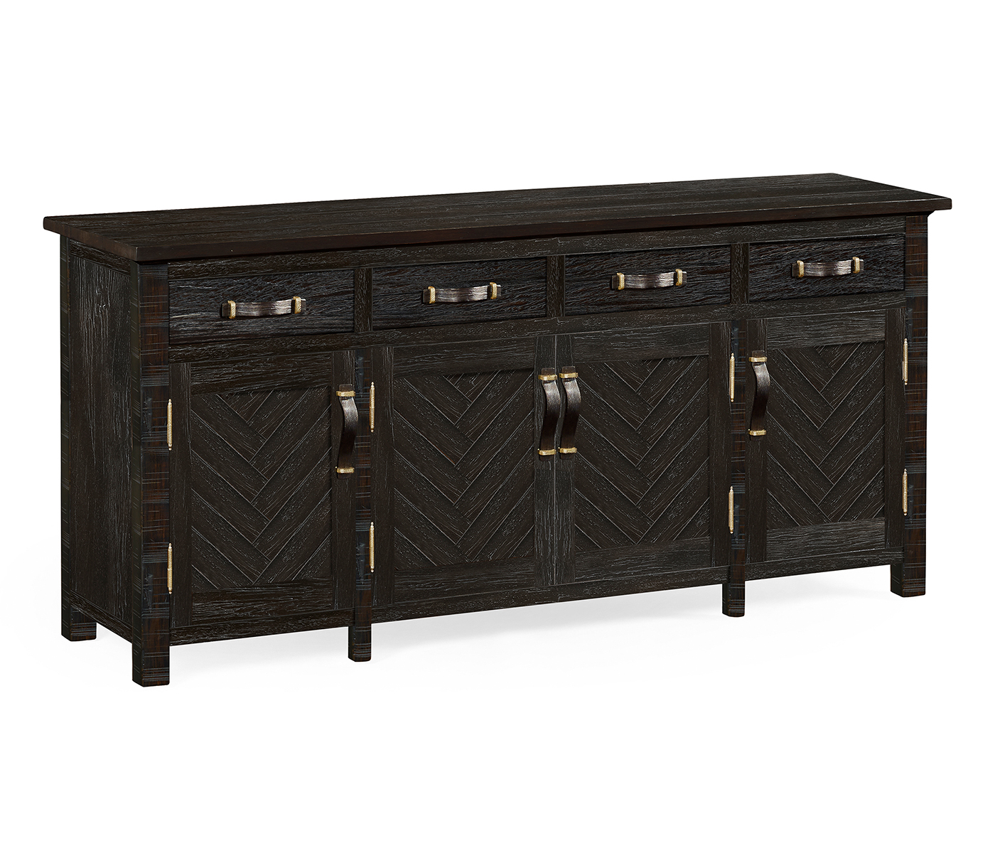 Dark Ale Parquet Sideboard with Strap Handles