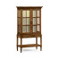 Country Walnut Glazed Display Cabinet with Strap Handles