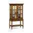 Country Walnut Glazed Display Cabinet with Strap Handles