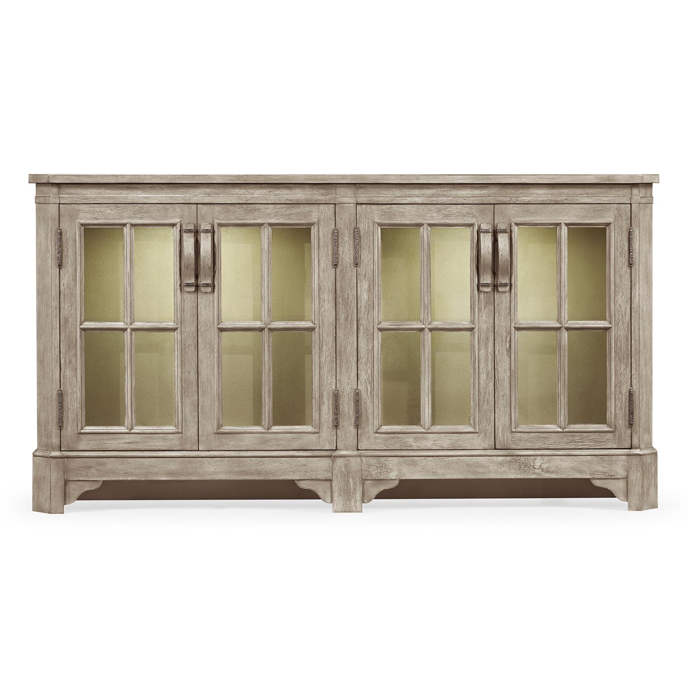 Rustic Grey Parquet Welsh Bookcase with Strap Handles