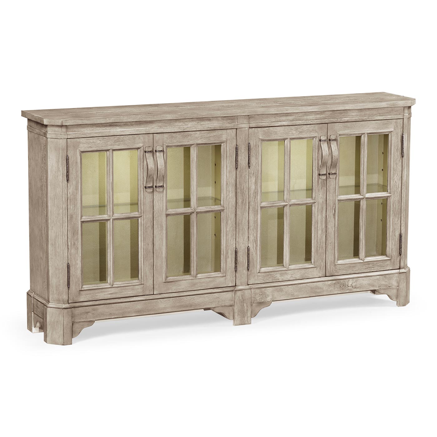 Rustic Grey Parquet Welsh Bookcase with Strap Handles