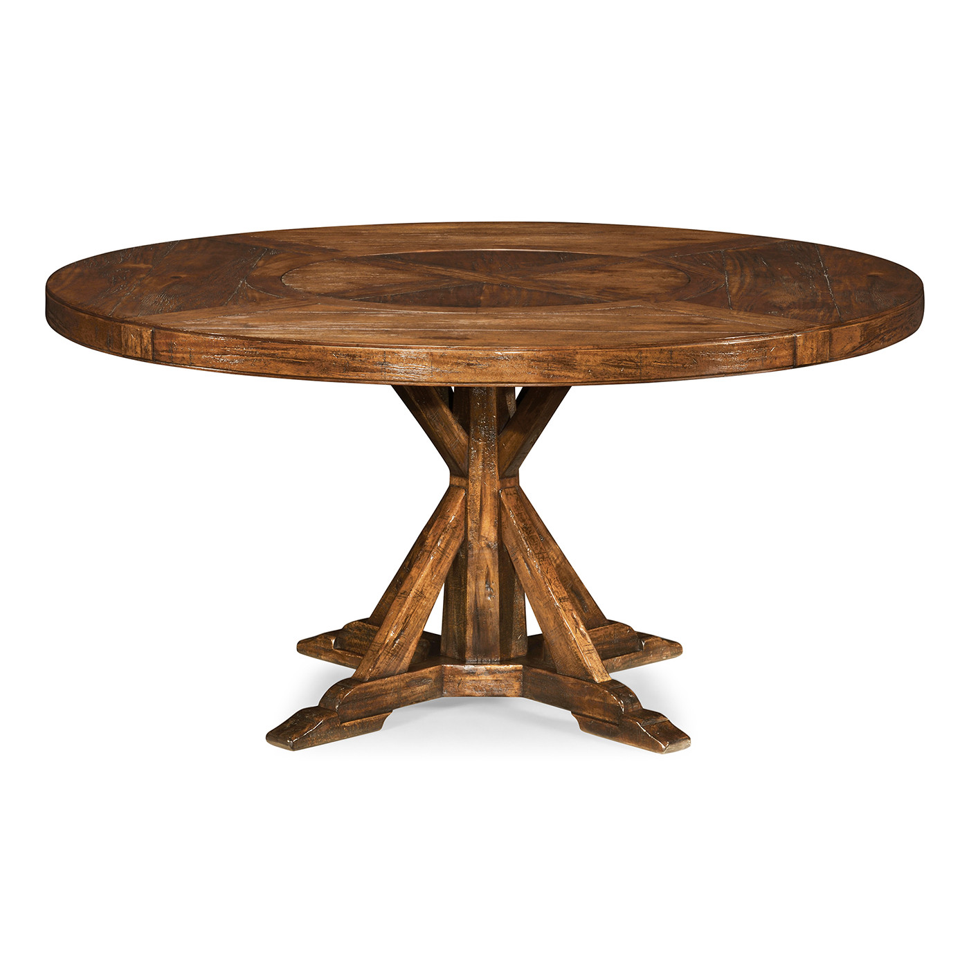 Country Walnut Round Dining Table with Inbuilt Lazy Susan 60