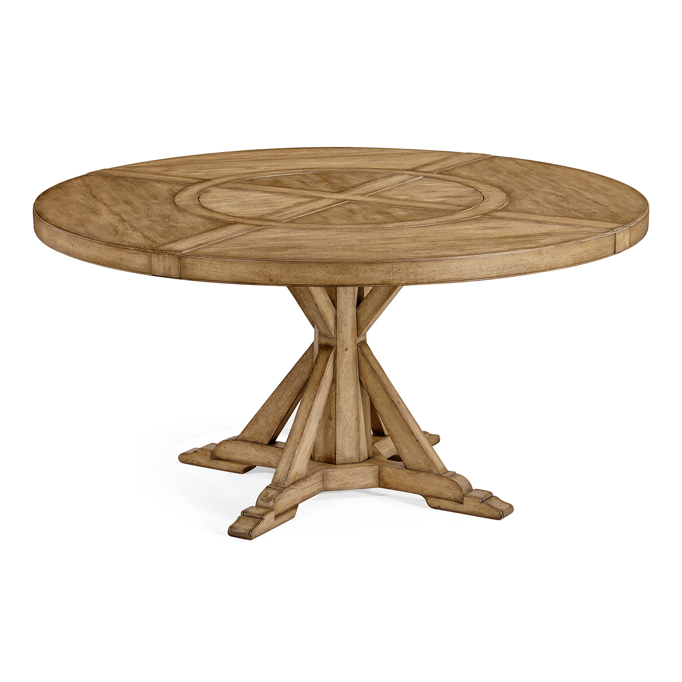 Light Driftwood Round Dining Table with Inbuilt Lazy Susan 60