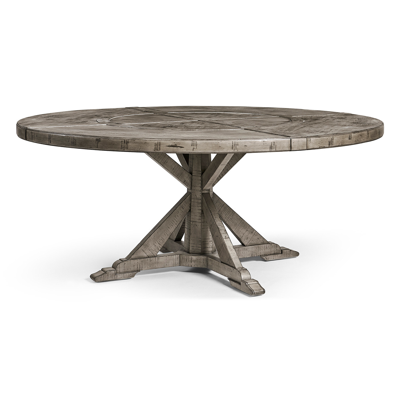 Antique Dark Grey Circular Dining Table with Inbuilt Lazy Susan 72
