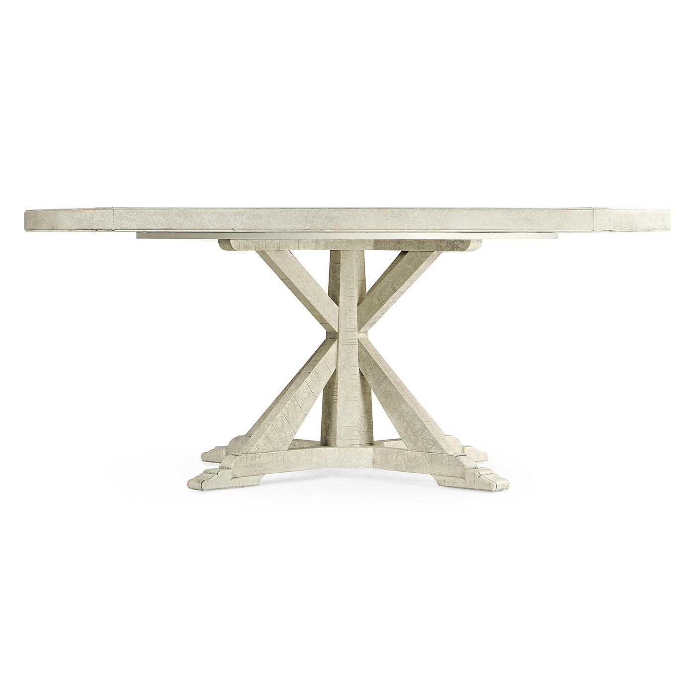 Whitewash Driftwood Round Dining Table with Inbuilt Lazy Susan 72