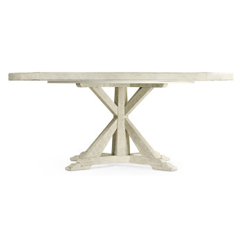 Whitewash Driftwood Round Dining Table with Inbuilt Lazy Susan 72