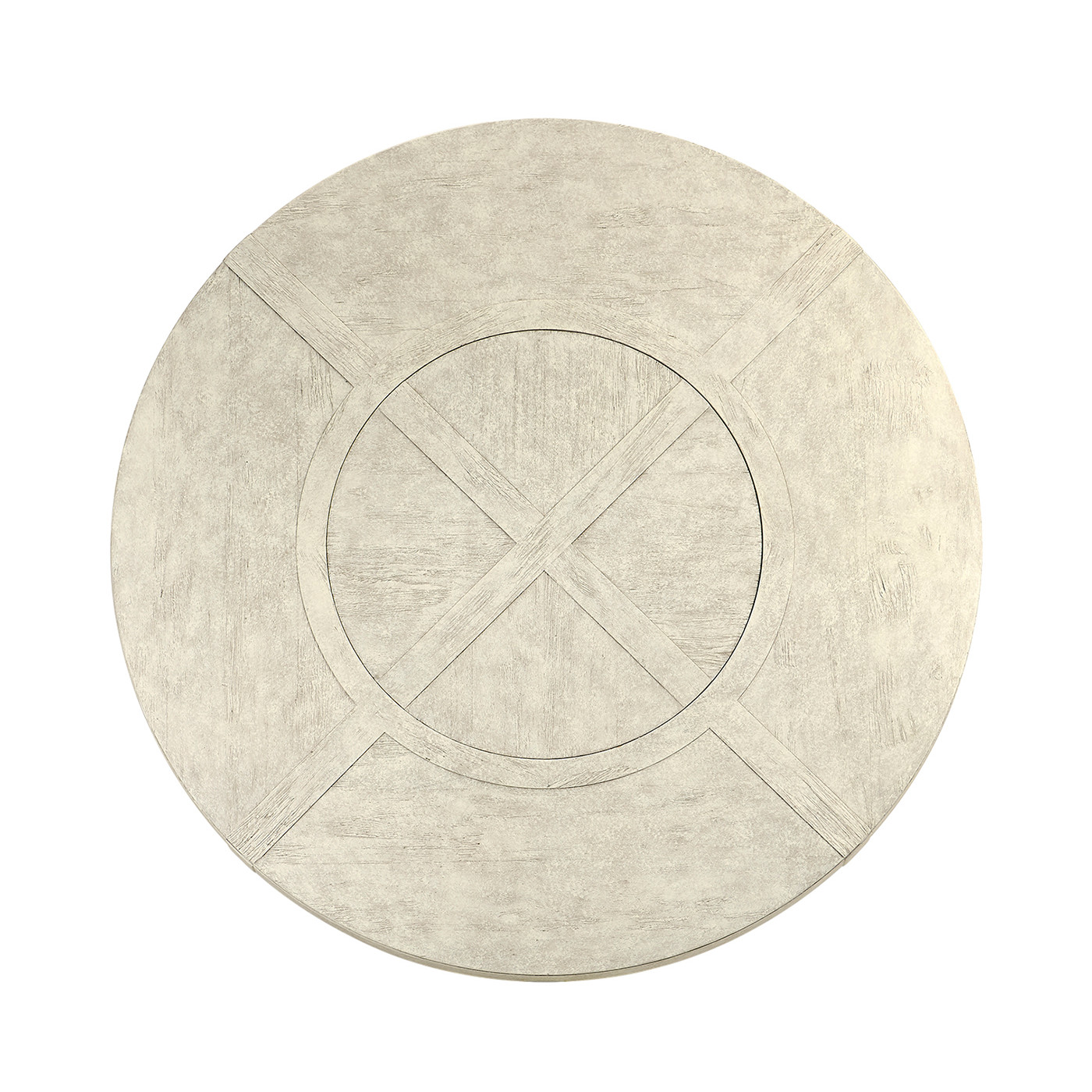 Whitewash Driftwood Round Dining Table with Inbuilt Lazy Susan 72