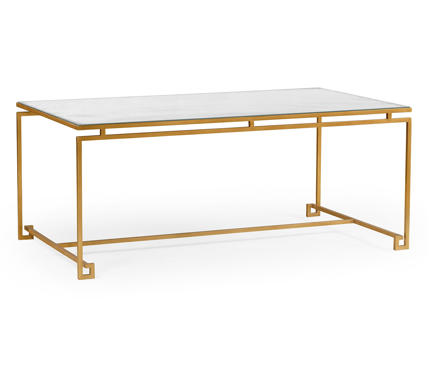 Gilded Iron Rectangular Coffee Table with An Antique Glass Top