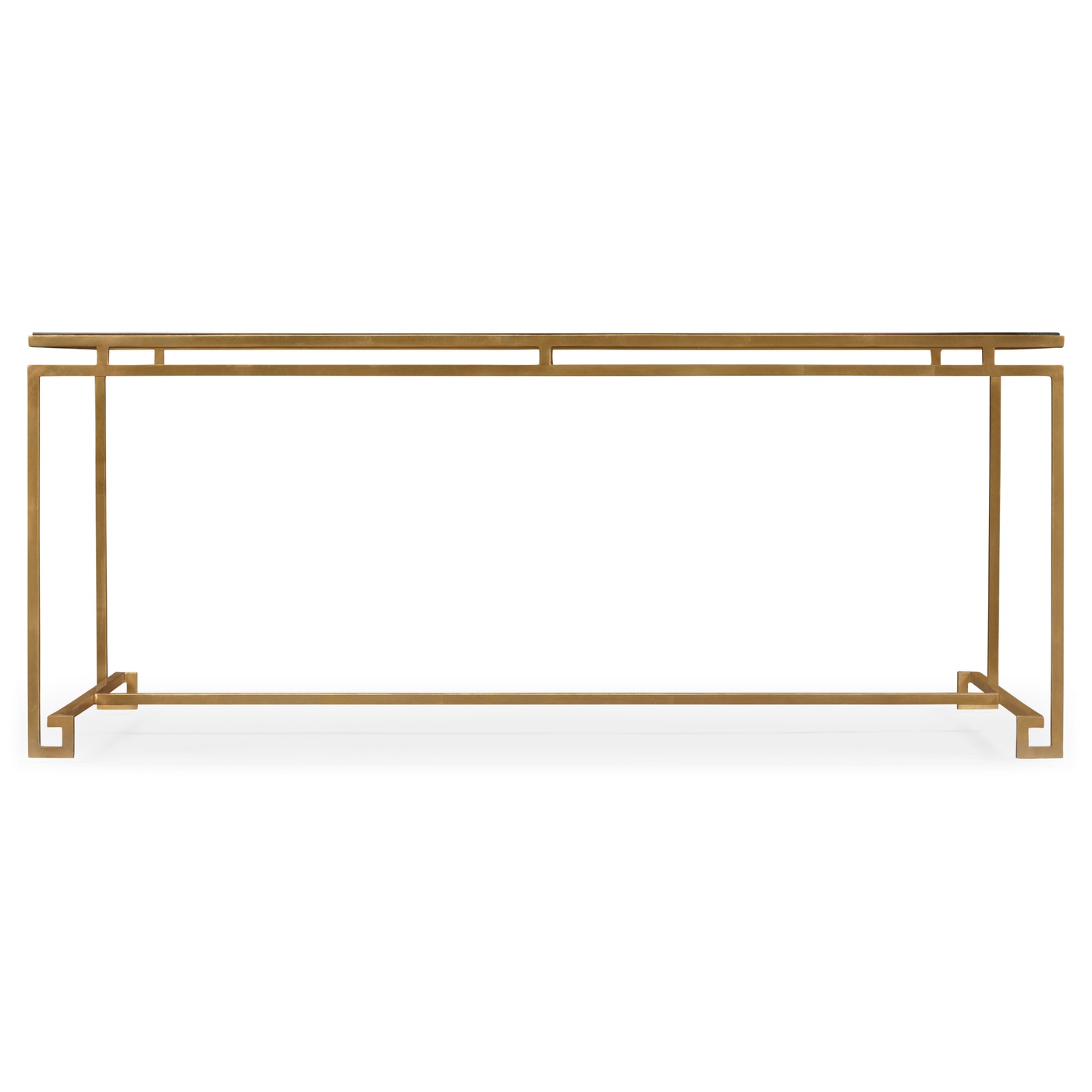 Gilded Iron Rectangular Coffee Table with Clear Glass Top
