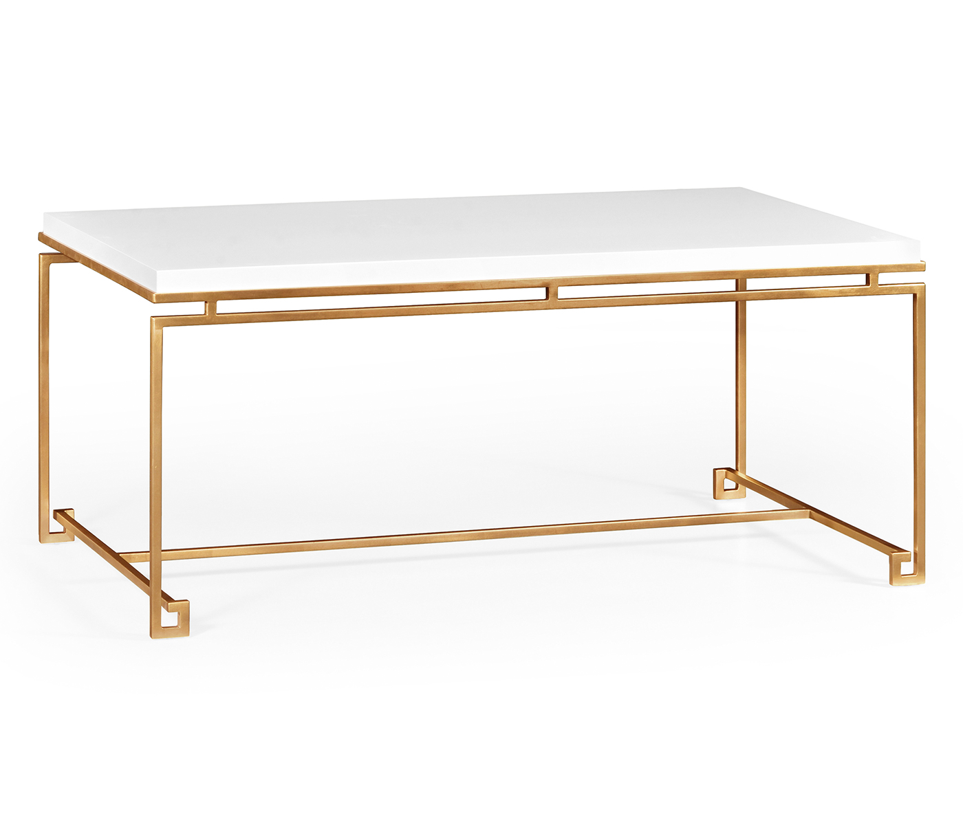Gilded Iron Rectangular Coffee Table with Biancaneve Top