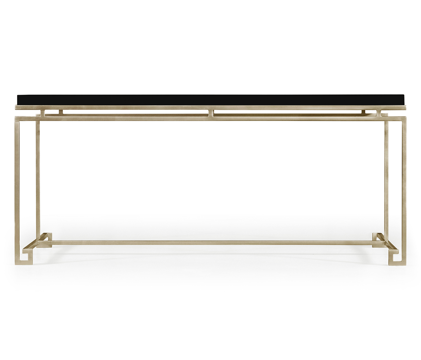 Silver Iron Rectangular Coffee Table with Smoky Black Top