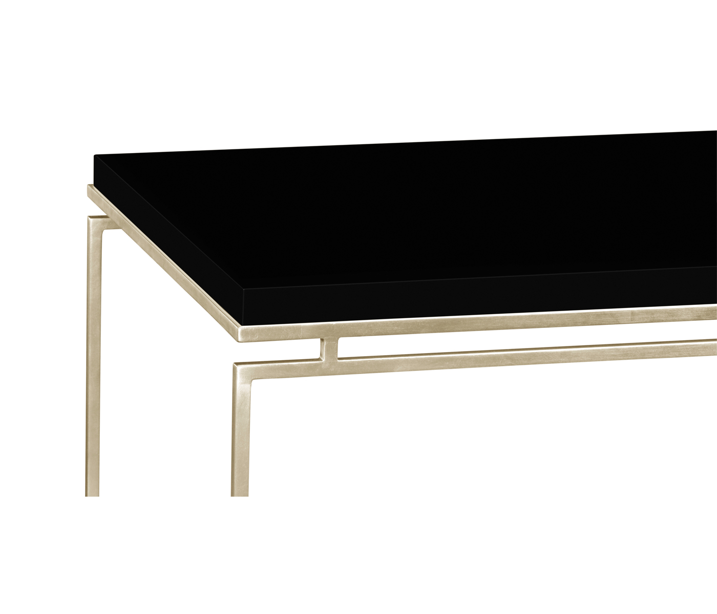 Silver Iron Rectangular Coffee Table with Smoky Black Top