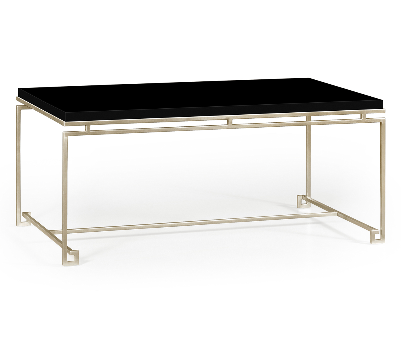 Silver Iron Rectangular Coffee Table with Smoky Black Top