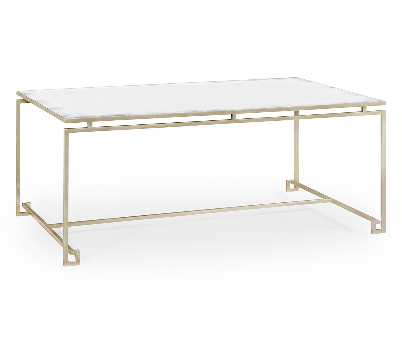 Silver Iron Rectangular Coffee Table with An Antique Glass Top