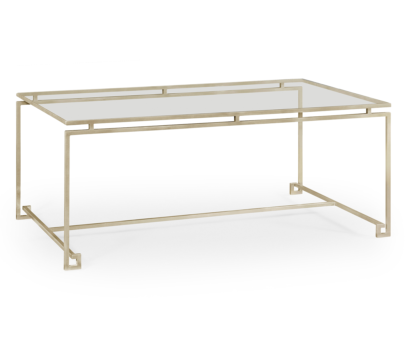Silver Iron Rectangular Coffee Table with A Clear Glass Top