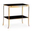 Gilded Iron Rectangular Side Table with A Black Glass Top