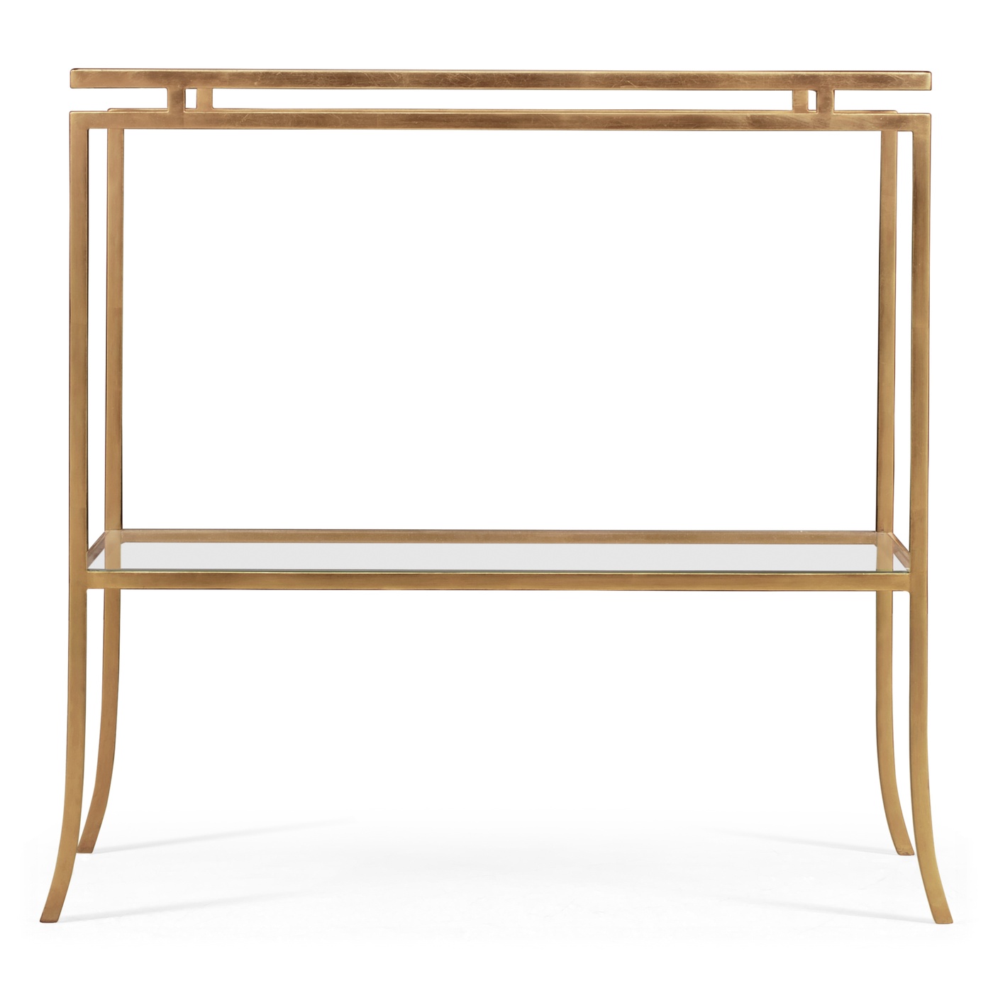 Gilded Iron Rectangular Side Table with A Clear Glass Top