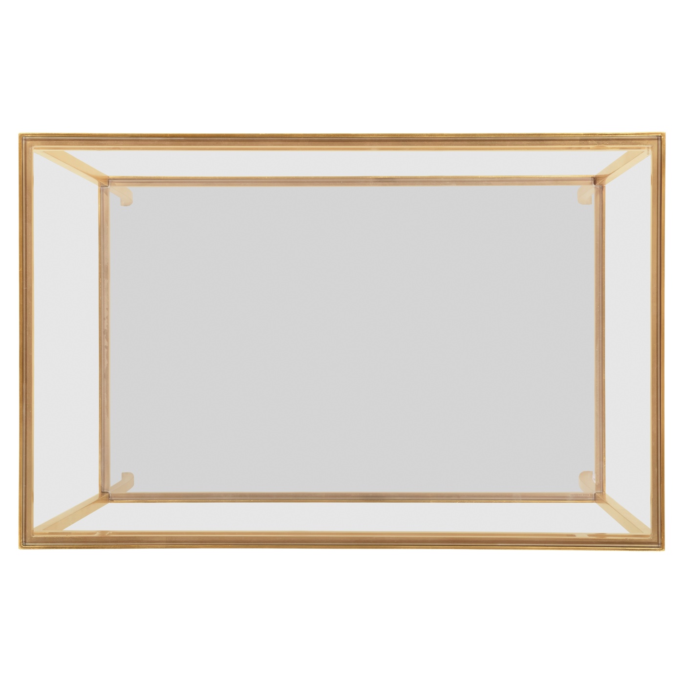 Gilded Iron Rectangular Side Table with A Clear Glass Top