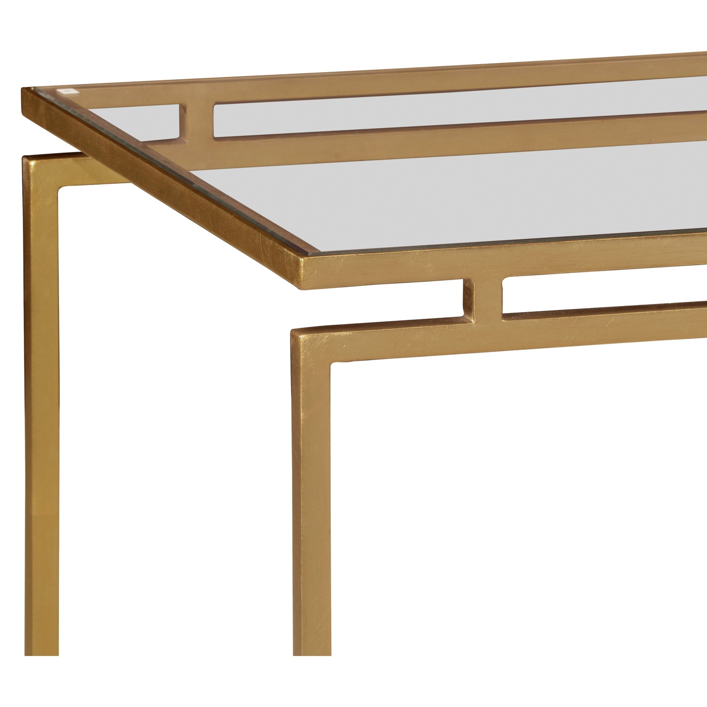 Gilded Iron Rectangular Side Table with A Clear Glass Top