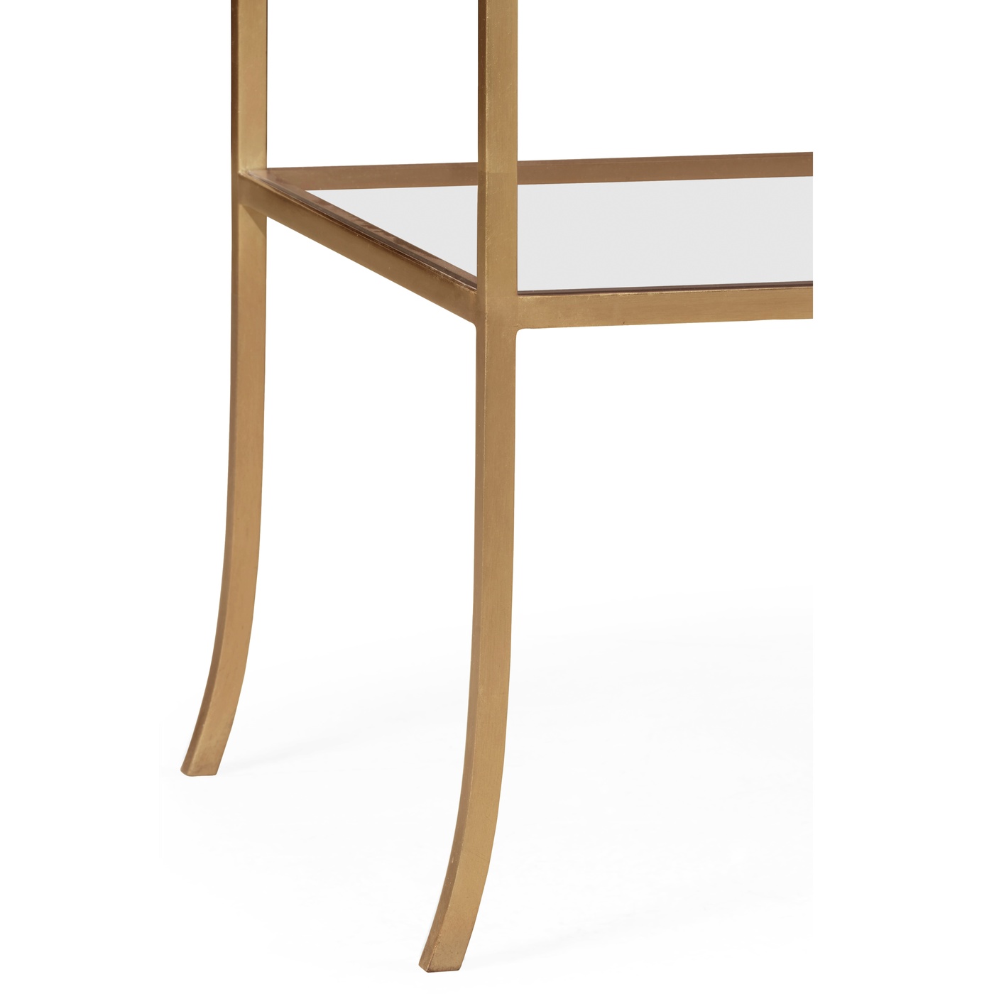 Gilded Iron Rectangular Side Table with A Clear Glass Top