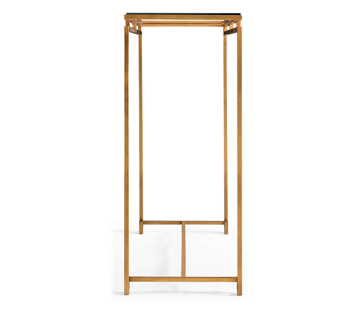 Gilded Iron Large Console Table with A Clear Glass Top