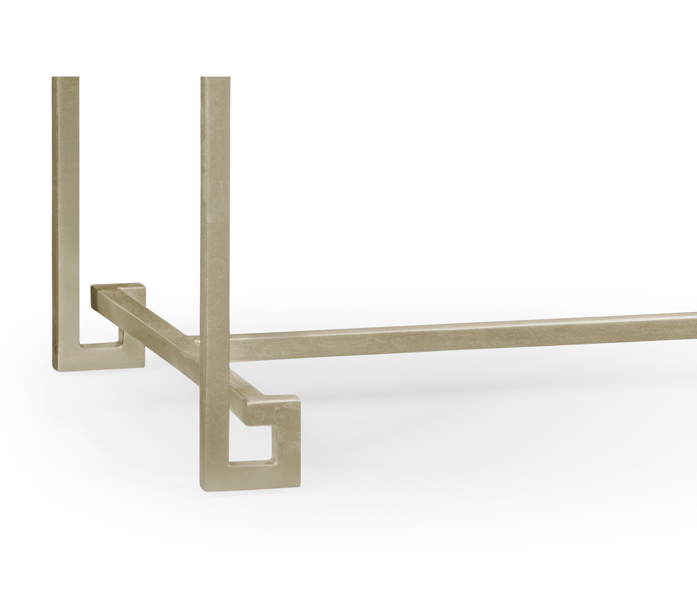 Silver Iron Large Console Table with Smoky Black Top