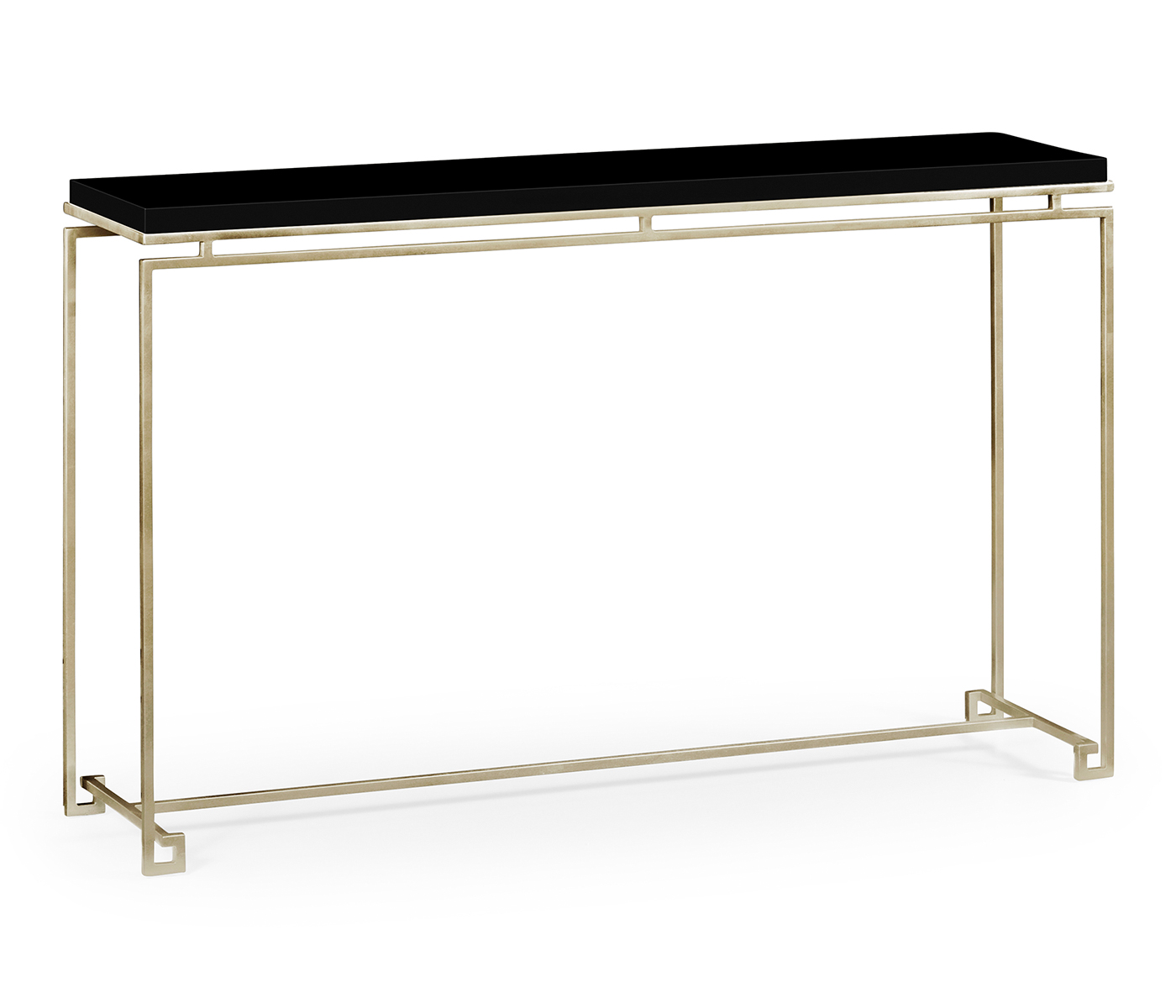 Silver Iron Large Console Table with Smoky Black Top