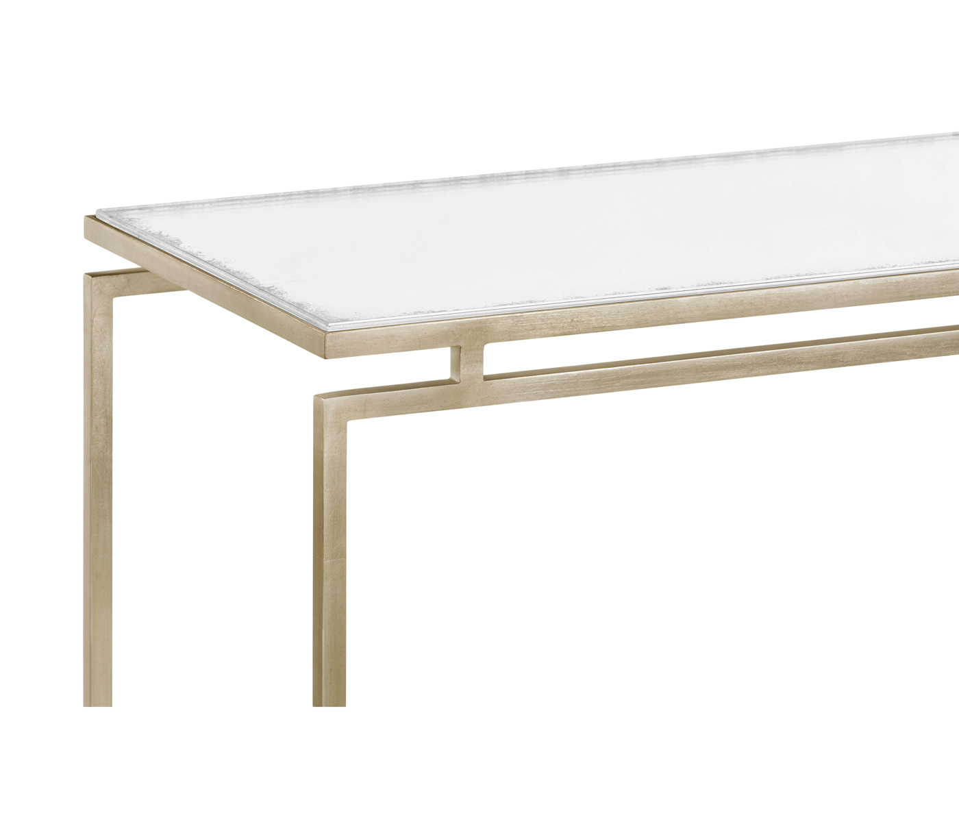 Silver Iron Large Console Table with An Antique Glass Top