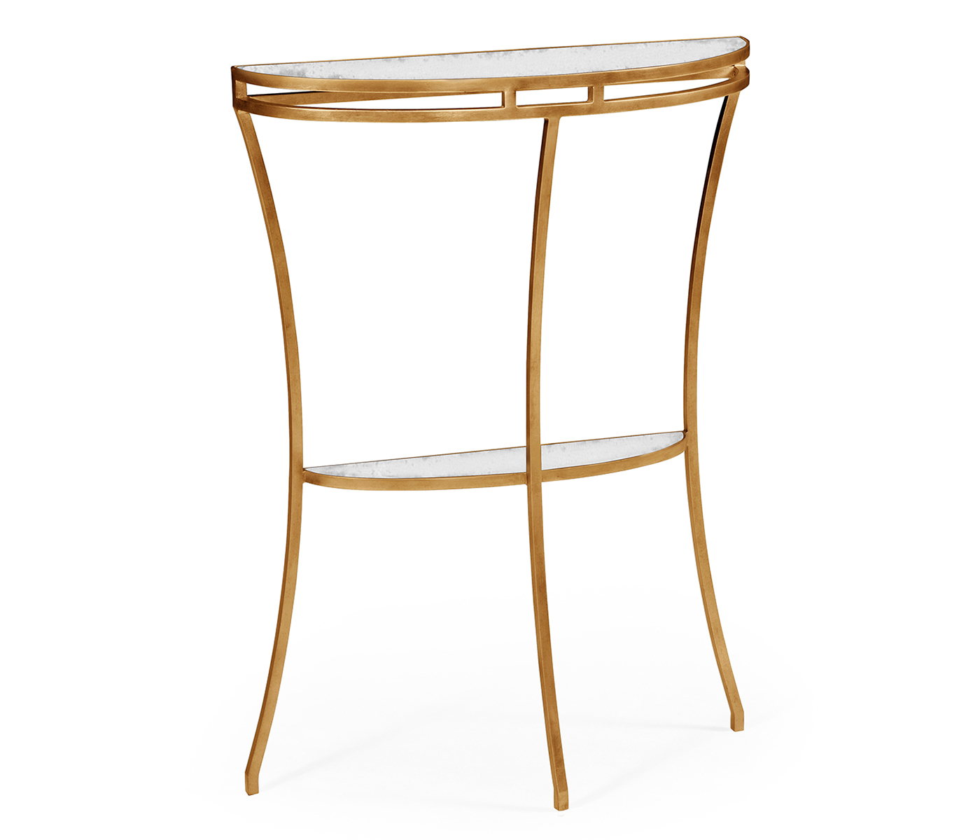 Gilded iron demilune console table