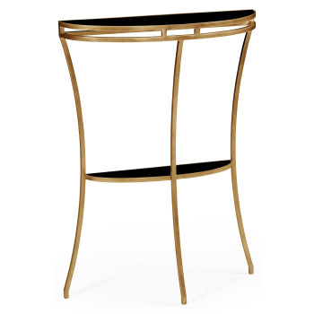 Gilded iron demilune console table