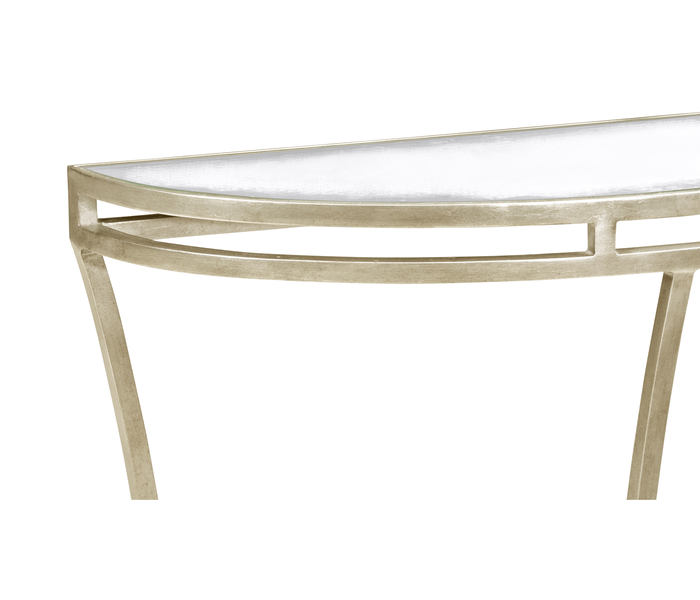 Silver iron demilune console table