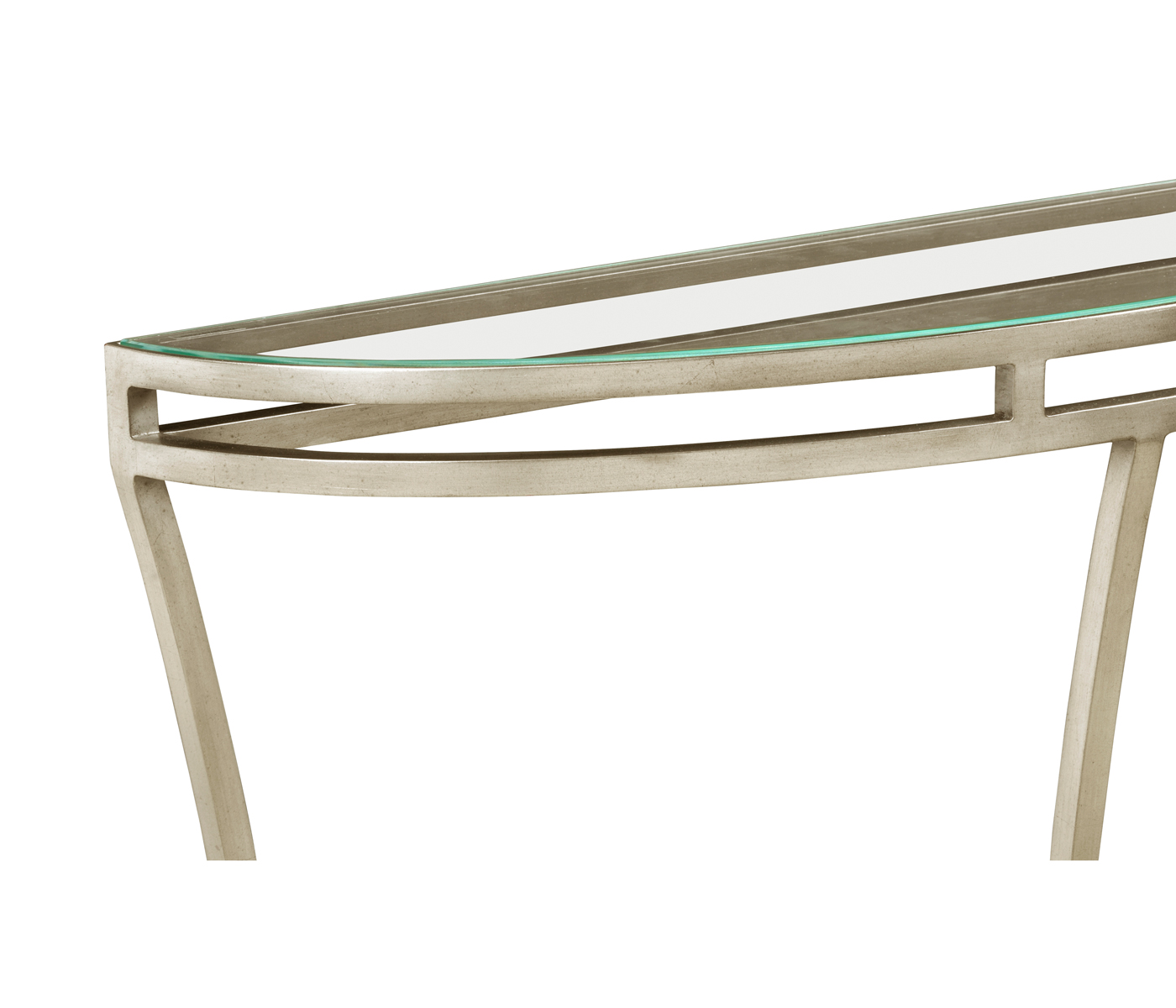 Silver iron demilune console table